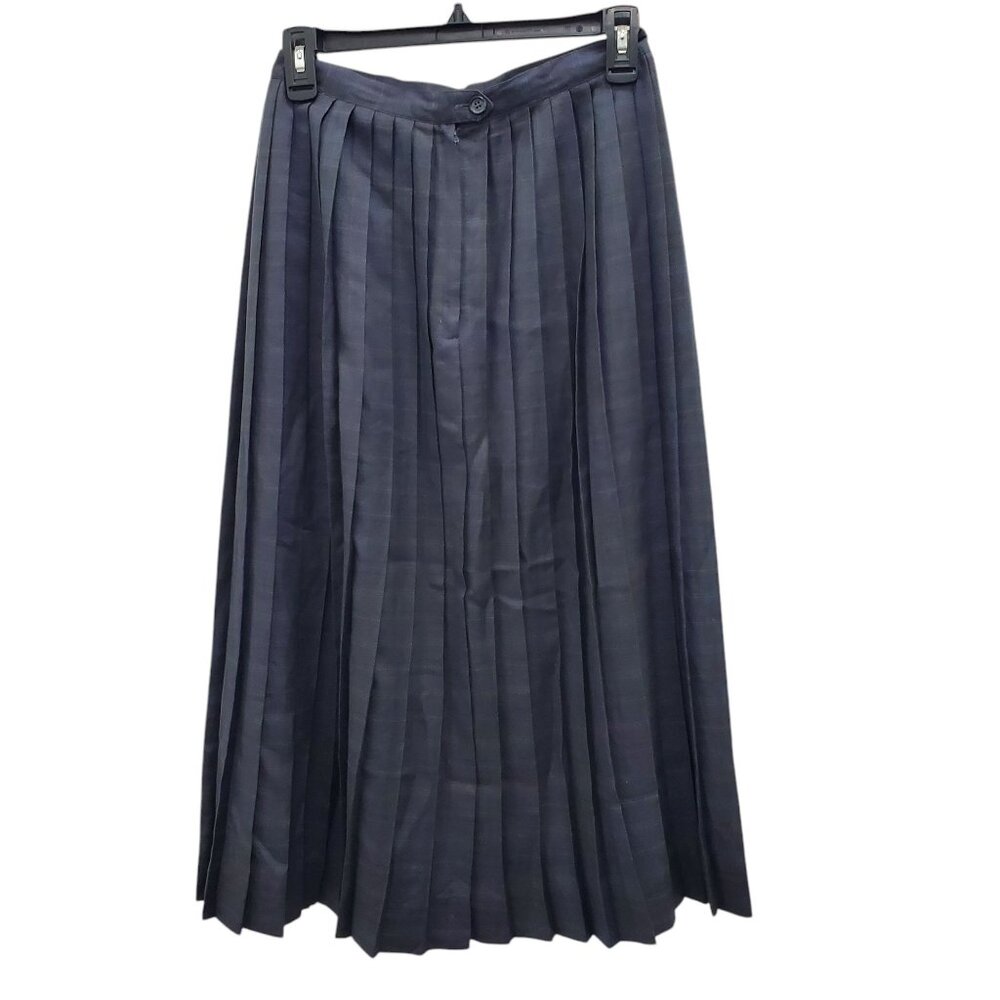 Vintage Navy Pleated A-Line Skirt - Picture 6 of 6